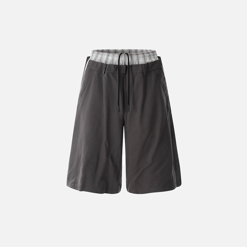 Layered Illusion Plaid Shorts