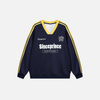 Sharp-Cut Letter Print V-Neck Long Sleeve T-Shirt