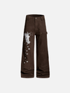 Modern Print Design Bell Leg Denim Utility Denim