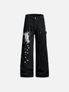 Trendy Graphic Flare Leg Indigo Jeans