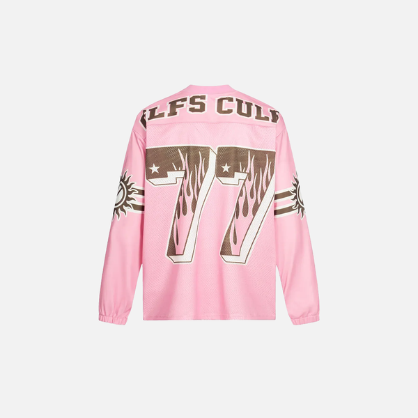 Pink Mesh Jersey Collage-Cut Long Sleeve Sport T-Shirt alternatif görünüm