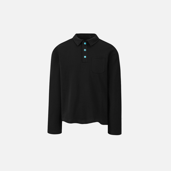 Chic Gem Buttoned Long Sleeve Collar-Knit T-Shirt alternatif görünüm