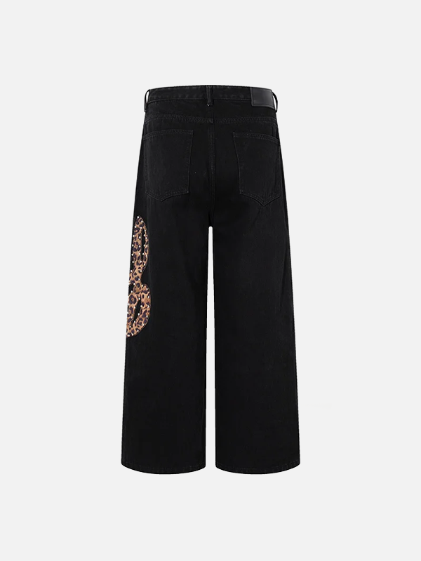 Modern Wild Print Mosaic Black Denim alternatif görünüm