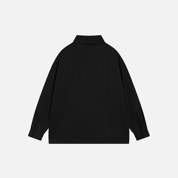 Polo Neck Chain-Detail Pocket Shirt alternatif görünüm