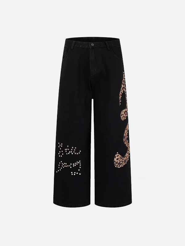 Modern Wild Print Mosaic Black Denim