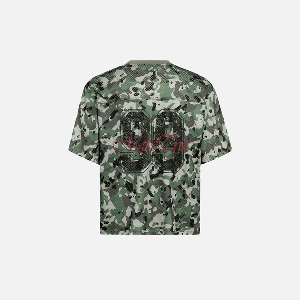 Sharp-Cut Mesh Jersey Illustrated Terrain-Print T-Shirt alternatif görünüm