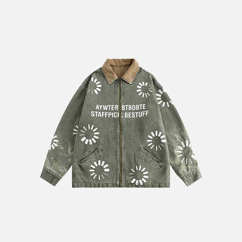 Classic Botanical Print Denim Jacket