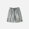 Front view of the dark grey Casual Solid Sports Denim Shorts in a gray background