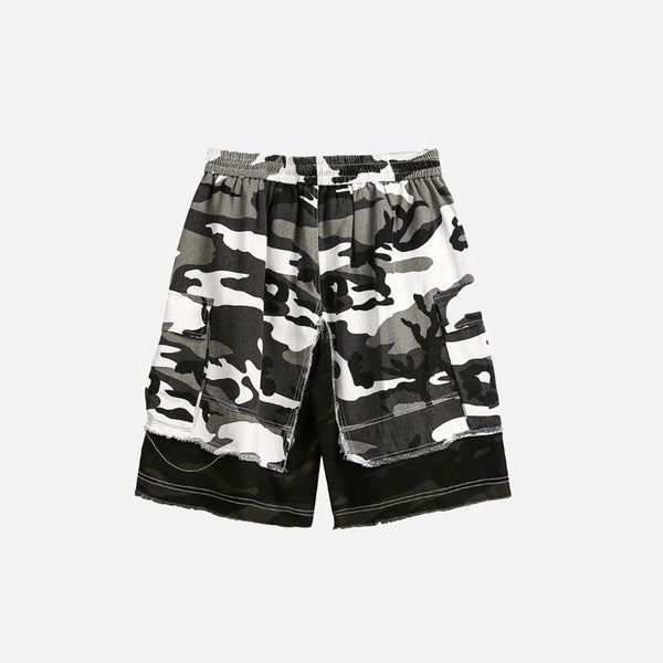 Broken Camo Distressed Shorts alternatif görünüm