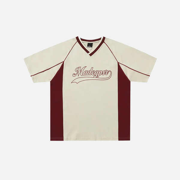 Plush Turn-Of-Era Artwork Fragment V-Neck Boxy-Fit T-Shirt alternatif görünüm