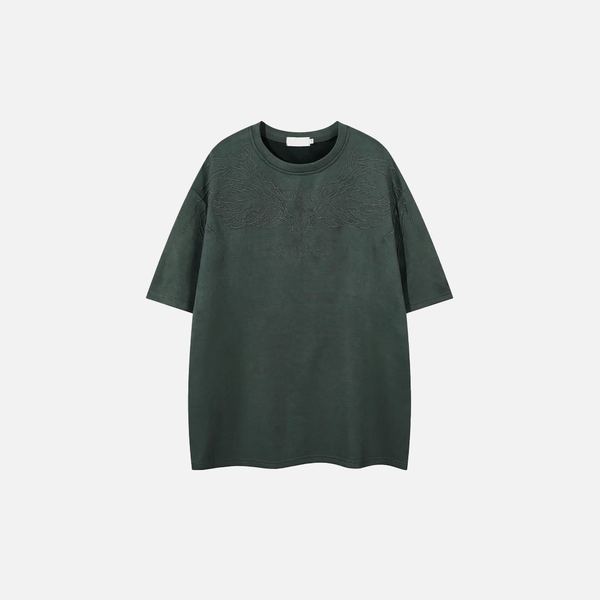 Plush Oversized Hand-Stitched Short Sleeve T-Shirt alternatif görünüm