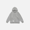Front view of the grey Solid Color Embroidered Hoodie in a gray background