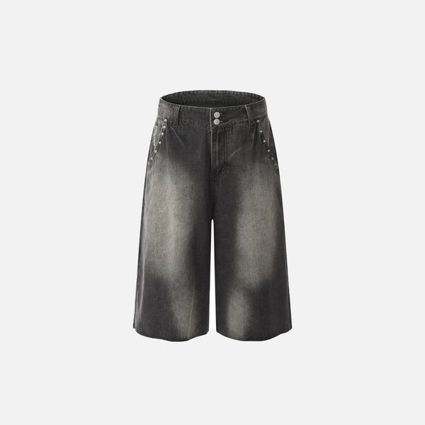 2000s Rivets Rinse Lightning Denim Shorts alternatif görünüm