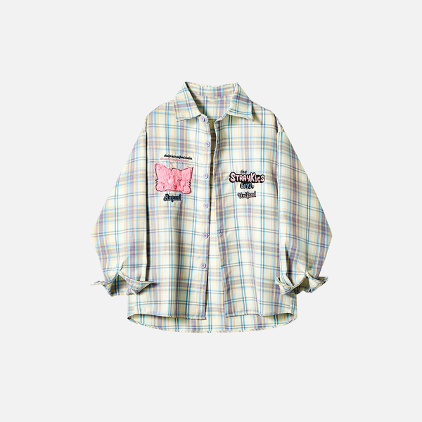 Botanical Embroidered Plaid Autumn Shirt