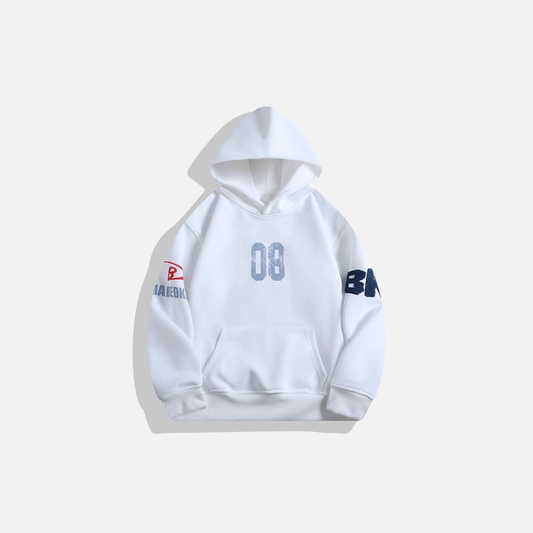 Warm Embroidered Western Letter Sweatshirt