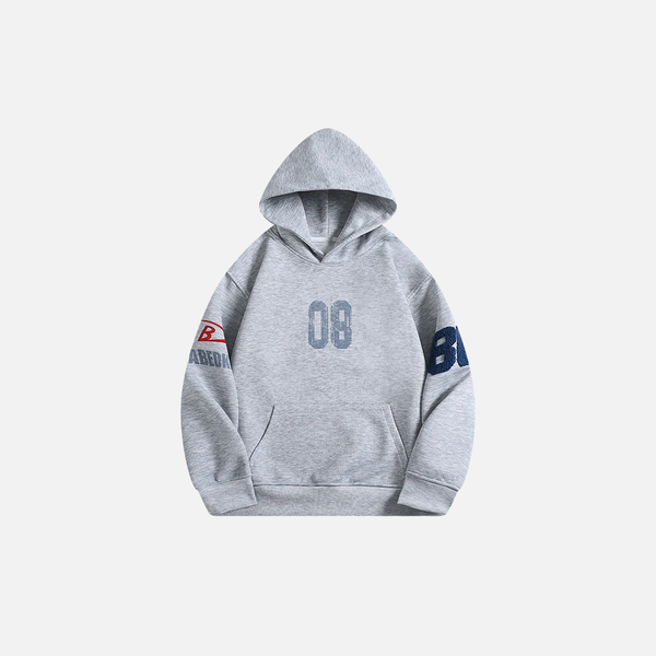 Warm Embroidered Western Letter Sweatshirt alternatif görünüm