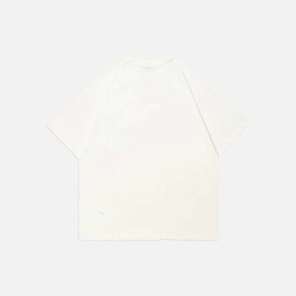 Everyday Illustrated Print White Cotton T-Shirt alternatif görünüm