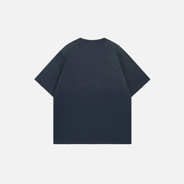 Chic Back-In-Time Grit-Style Designed Print Hip Drop-Shoulder T-Shirt alternatif görünüm