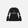 Front view of the black Futuristic Graphic Sweatshirt in a gray background