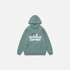 Front view of the sky blue Refused Change Graphic Hoodie in a gray background