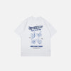 Front view of the white Butterfly Zeal T-shirt in a gray background