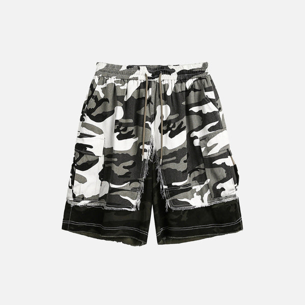 Broken Camo Distressed Shorts