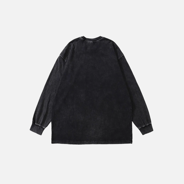 Urban-Edge Illustrated Print Oversize Long Sleeve T-Shirt alternatif görünüm