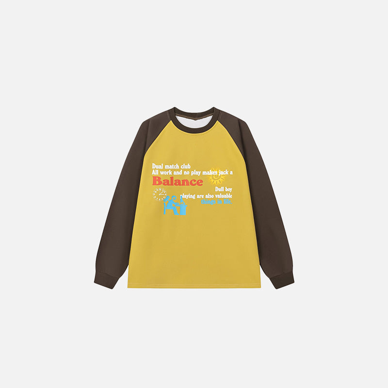 Front view of the yellow Balance Clube Sweater in a gray background
