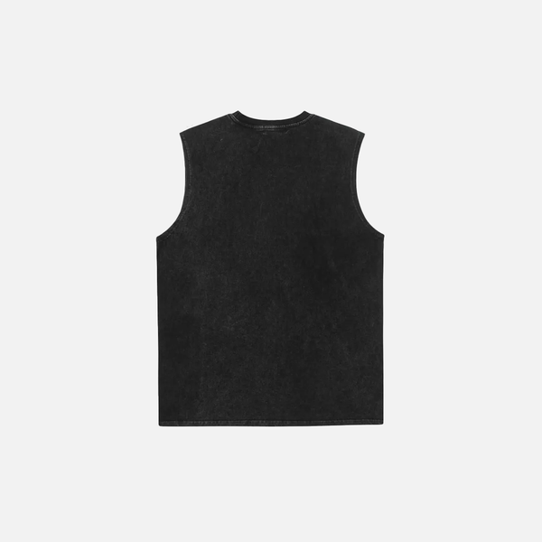 Air-Light Nostalgia Visual Print Oversized Sleeveless T-Shirt alternatif görünüm