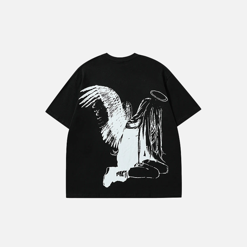 Relaxed Seraphic Wings Designed T-Shirt