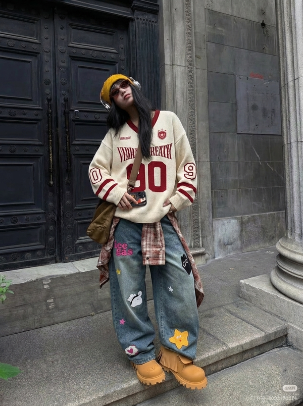 Cartoon Stitched Heritage Rinse Denim alternatif görünüm