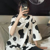 Wild Cartoon Print Drop-Shoulder Round T-Shirt