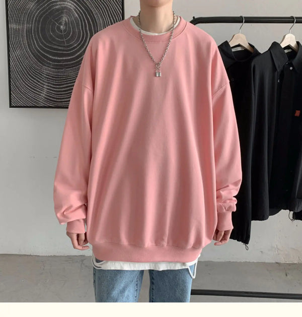 Mono-Color Color Drop-Shoulder Long Sleeve T-Shirt alternatif görünüm