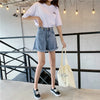 Polished Button Denim Shorts