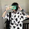 Wild Cartoon Print Drop-Shoulder Round T-Shirt