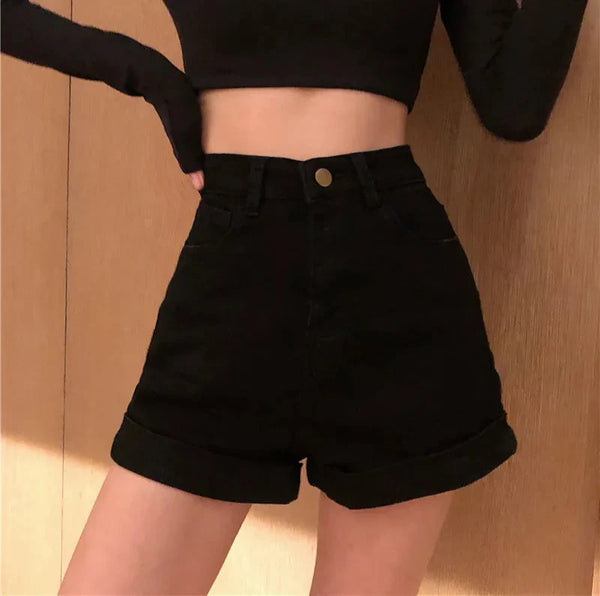 Pinup Rise Chic Denim Shorts alternatif görünüm