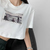 Navel Print Coast Crop Top