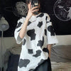 Wild Cartoon Print Drop-Shoulder Round T-Shirt