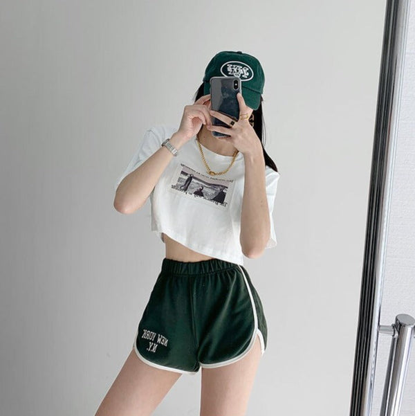 Navel Print Coast Crop Top