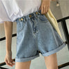 Polished Button Denim Shorts