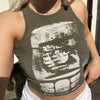 New-Millennium Print Print Sleeveless Crop Top