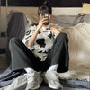 Wild Cartoon Print Drop-Shoulder Round T-Shirt