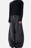 Y2K Wide Leg Pantolon, yakın çekim — Navra Wear