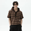 Hooded Button-Up Plaid Effortless T-Shirt