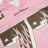 Pink Mesh Jersey Collage-Cut Long Sleeve Sport T-Shirt
