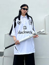 Nostalgia Stars-and-Stripes Style Baseball Print Long T-Shirt