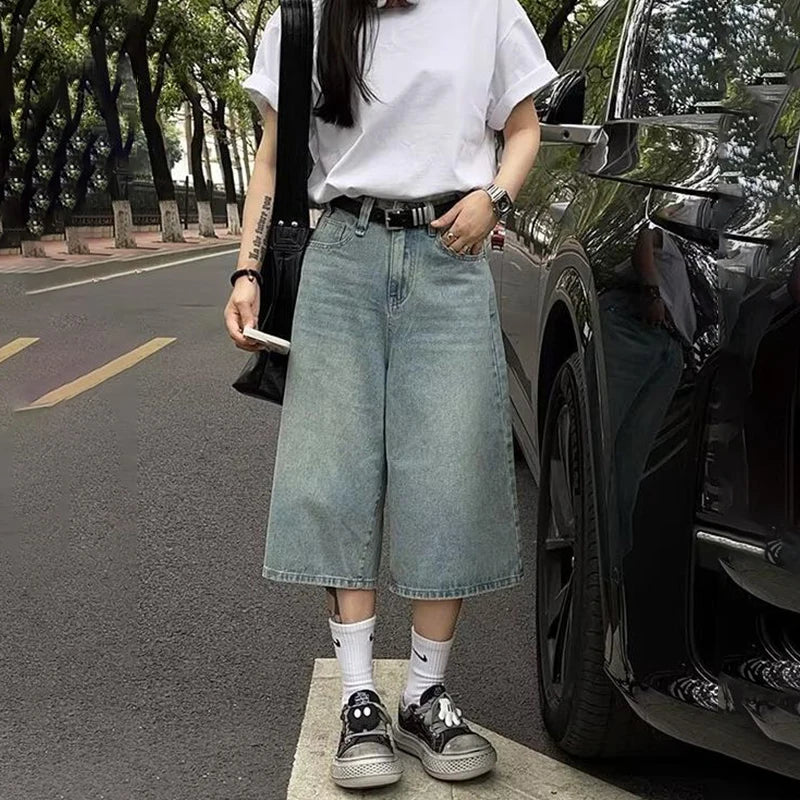 2000s Wide Leg Denim Shorts