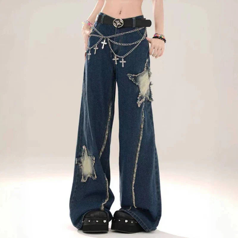 2000s Faded Stellar Patch Bell Denim