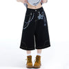 Contrast Timeless Color Wide Leg Denim Shorts