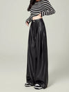 High-Rise Drape Leather Trousers